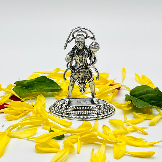 Pure Silver Hanuman Ji Idol In High Antique Finishing